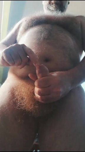 Big British Hairy Stepdaddy Bear Wanking with Cumshot