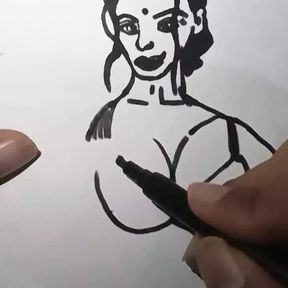 Desi aunty big boobs drawing