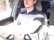 Long drive, huge cock had to  cum public driving cumshot