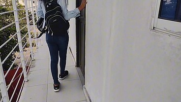 Pussy too tight!! She cums inside her neighbor to pay her husband's debt, loud moans and orgasms.