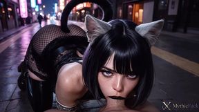 i fucked a horny cat-girl right in the middle of the street!! she went absolutely crazy for my huge black cock!! i stretched out her tight holes so damn well...[ai]