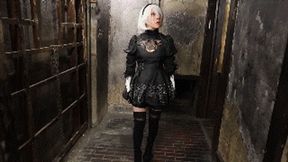 MADE IN JAPAN 28: Yui, a videogame cosplayer tied up and gagged in an abandoned tunnel wearing her 2B outfit