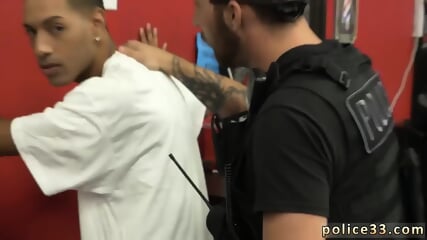 Cop makes guy suck cock and gay tied up video First we emptied the barbershop making sure