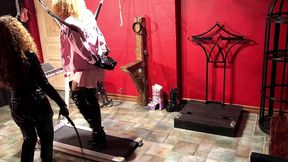sissy high heel walking training on a treadmill 1
