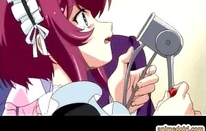 Shemale anime maid self masturbating in the bathtub