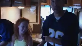 Passionate Busty Redhead Audrey Gets Fucked by Multiple Guys