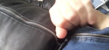 Cumming on a Leather Jacket