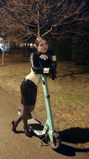 Woman in latex gloves explores her fetish