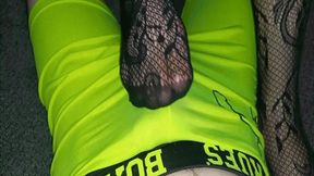 Footjob in pantyhose through panties WMV