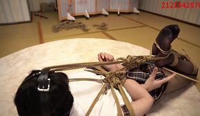 chinese strict hogtied and one leg suspension bondage