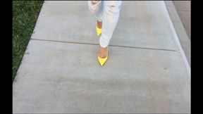 KsSunflwr, yellow louboutins walk, cumshot