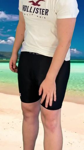 Emotional moment from "Risky masturbation on the beach"