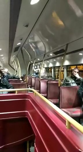 Goth babe gets exposed at public bus after-party
