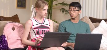 Shy virgin guy loses it to cheerleader