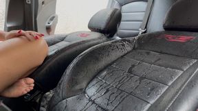 Pee and masturbation in a luxury BMW