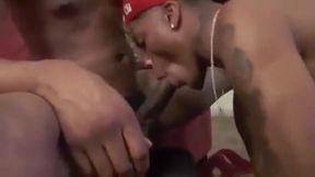 Dark Chocolate gay Models Threesome eating ass and fucking