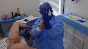 Surgical glove seduction with medfet anal play and post-orgasm stroking