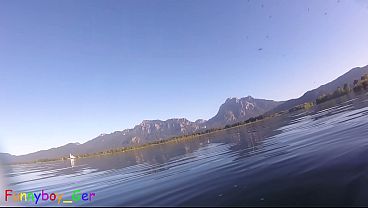 In a beautiful mountain lake, I jerk off underwater my cock, but it was too cold to cum. (S)