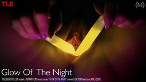 Petite blonde wanks herself with glowsticks for intense orgasm