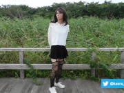 Japanese crossdresser public naked in the beach and park