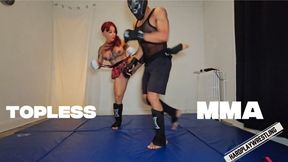 Topless erotic MMA, my pussy on her face