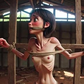 Extremely Skinny Girl in Bondage - Desperate in Brazilian Construction Site