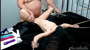 Neck rope, nipple clamps and endless orgasms