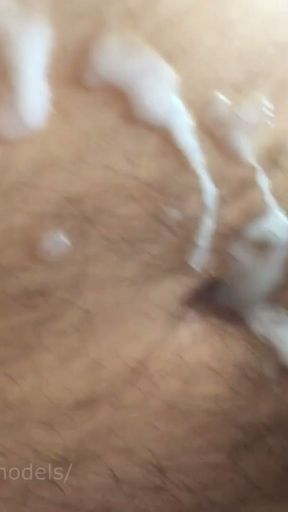 A student in cum , sucked a huge daddy 's cock and got cumshots on his face and body !   Clip 2