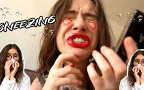 Cute Camgirl Intense Wet Sneezes POV in Your Face