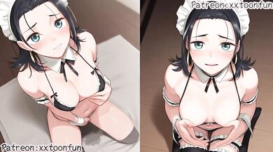 Maid gets throat ruined by blowjob