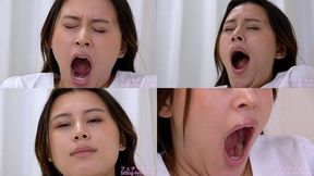 Erika Kononoba - CLOSE-UP of Japanese cute girl YAWNING