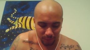 Bald Model Jerks Off for the Camera