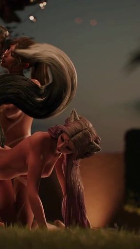 The Seven Realms 42 - Atlas Kali Kagome Threesome Outdoor Blowjob Doggy Machinery Cum Inside