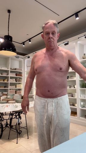 Striptease in Zara home shopping naked