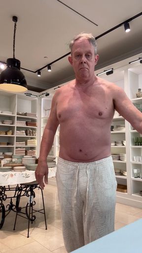 Striptease in Zara home shopping naked
