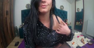 Horny Pantyhose Slut Dances and Masturbates in Ripped Tights and Shiny Top