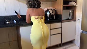 I caught my step cousin in the kitchen while no one was home and I came in the slut's mouth.