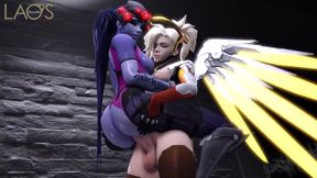 Futa Mercy drills Widowmaker's ass in 3D anime hentai
