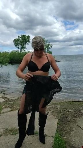 Crossdresser caught masturbating