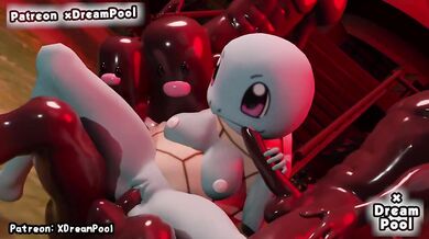 Squirtle furry big tits gets a rough blowjob cumshot