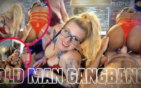 Old Man Swingers Gangbang Special - Three MILFs Take on Old Cock