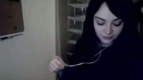 Huge boobs of a cute teen brunette chick on webcam