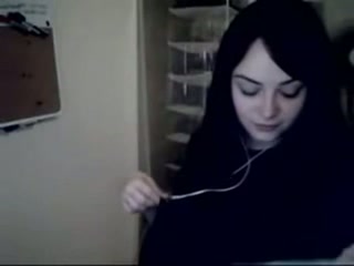 Huge boobs of a cute teen brunette chick on webcam