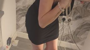 Giantess goddess WinnieLouxo Crushes 60 tiny cars in black block heels with painted toenails full body view