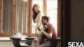 ”Mesmerizing redhead rides her lover's rigid dick to intense orgasms”