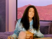 Hot sissy fucked herself while covered in oil + Cum Shot !