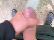 Straight friend left his used condom in garden house so I drink his cum, put condom on and jerk off