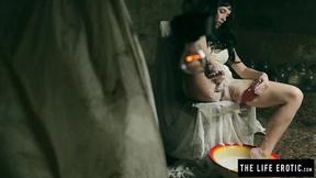 ”Horny stepmommy shaves & squirts to orgasm while held in a basement.”