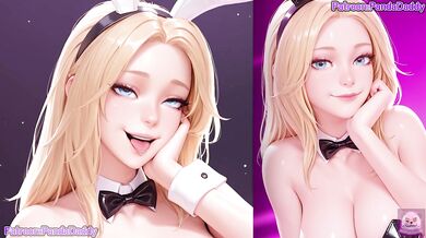 League Of Legends bunny suit hentai - big tits Lux Bunny Suit Blow Job for her boss hentai by PandaDaddy