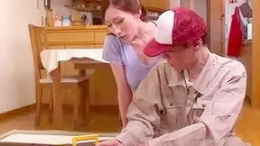 Asian Milf Seduces Young Delivery Guy in Steamy Encounter